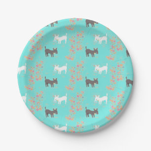 Assiettes En Carton Motif de chèvres et fleurs mignonnes