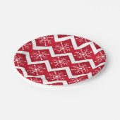 Assiettes En Carton Motif de Chevron de flocons de neige de Noël rouge (Angle)