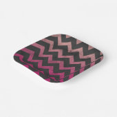 Assiettes En Carton Motif de chevron gris foncé rose magenta (Angulaire)