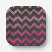 Assiettes En Carton Motif de chevron gris foncé rose magenta (Recto)