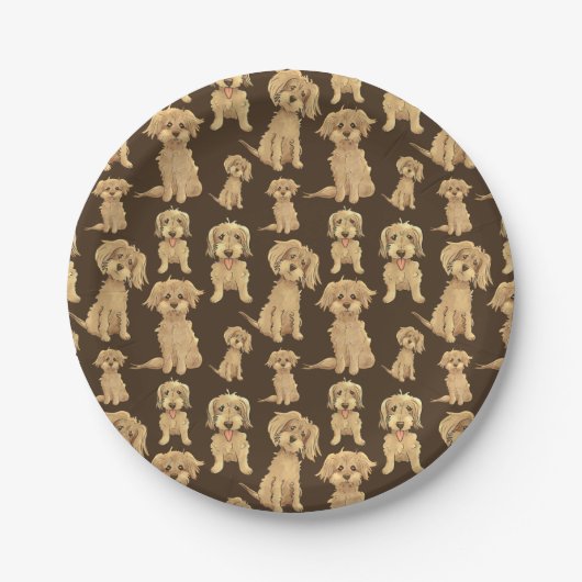 Assiettes En Carton Motif de chien Brown labradoodle doré (Devant)
