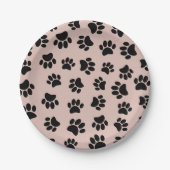 Assiettes En Carton Motif de chien noir sur or Rose (Devant)