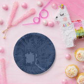 Assiettes En Carton Motif de circuit Geek bleu (Fête)