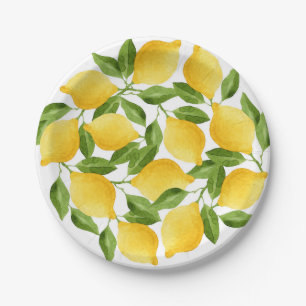 Assiettes En Carton Motif de citrons d'aquarelle