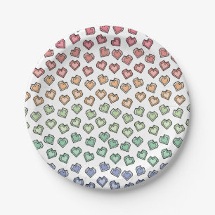 Assiettes En Carton Motif de coeur en pierre précieuse arc-en-ciel pas