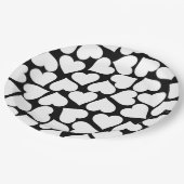 Assiettes En Carton Motif de coeur noir et blanc rétro (Angle)