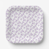 Assiettes En Carton Motif de coeur violet lié sur des serviettes blanc (Recto)