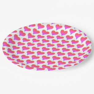 Assiettes En Carton Motif de cœurs ombrés rose violet