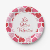Assiettes En Carton Motif De Coeurs Rouge Et Rose (Devant)