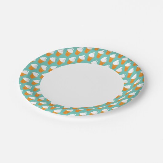 Assiettes En Carton Motif de cône de glace vanille (Angle)