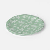 Assiettes En Carton Motif de cônes de pin rustique blanc et de menthe (Angle)