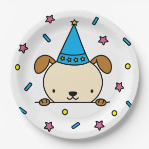 Assiettes En Carton Motif de confettis de chien de fête d'anniversaire