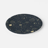 Assiettes En Carton Motif de constellation d'étoile d'or bleu minuit (Angle)