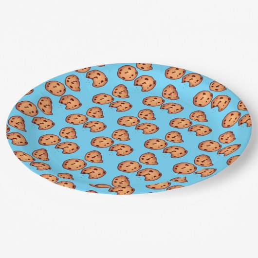 Assiettes En Carton Motif de cookies à puces de chocolat (Angle)