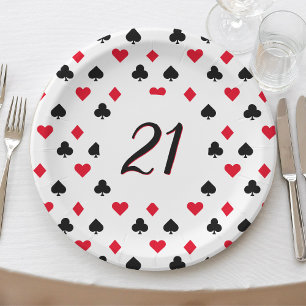 Assiettes En Carton Motif de costume de carte de poker 21e anniversair