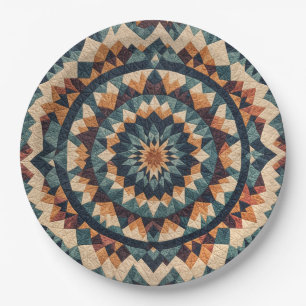 Assiettes En Carton Motif de courtepointe Kaleidoscope