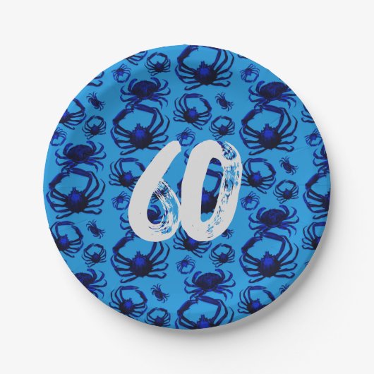 Assiettes En Carton Motif de crabes bleus (Devant)