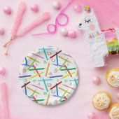 Assiettes En Carton Motif de crayons colorés (Fête)