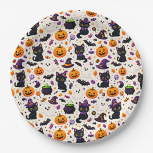 Assiettes En Carton Motif de créatures mignonnes d'Halloween pour un u