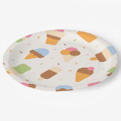 Assiettes En Carton Motif de crème glacée, cône de crème glacée, Popsi (Angle)
