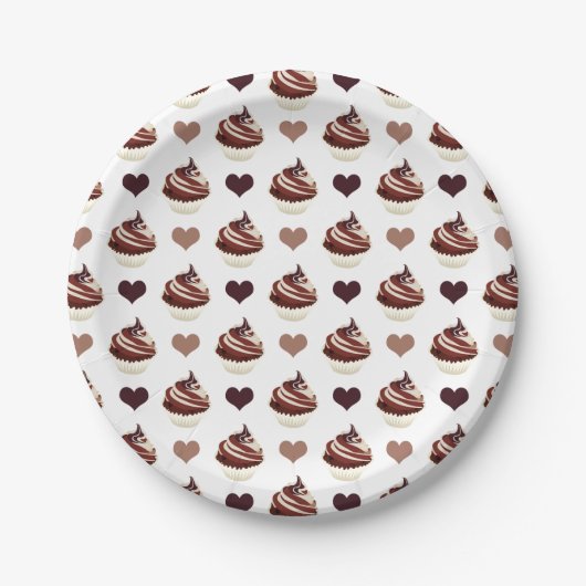 Assiettes En Carton motif de cupcakes au chocolat (Devant)