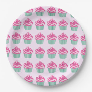 Assiettes En Carton Motif de cupcakes roses mignons pastel
