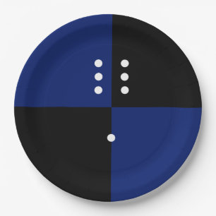Assiettes En Carton Motif de dés à pois bleu/noir