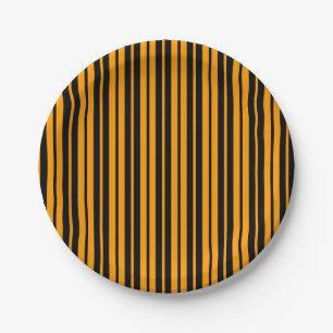 Assiettes En Carton Motif de design à rayures verticales noires et ora
