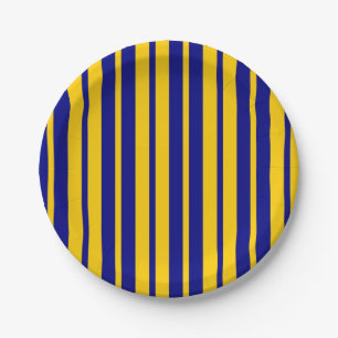 Assiettes En Carton Motif de design de rayures élégantes bleu jaune