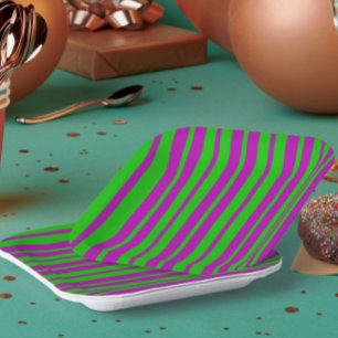 Assiettes En Carton Motif de design de rayures élégantes violettes et