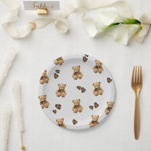 Assiettes En Carton motif de dessin animé de l'ours mignon