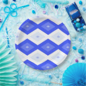 Assiettes En Carton Motif de diamant bleu royal (Fête)
