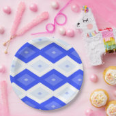 Assiettes En Carton Motif de diamant bleu royal (Fête)