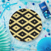 Assiettes En Carton Motif de diamant jaune citron et noir (Fête)