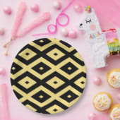 Assiettes En Carton Motif de diamant jaune citron et noir (Fête)