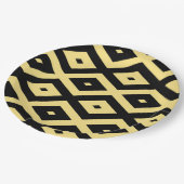 Assiettes En Carton Motif de diamant jaune citron et noir (Angle)