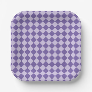 Assiettes En Carton Motif de diamants de Checker Violet