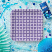 Assiettes En Carton Motif de diamants de Checker Violet (Fête)