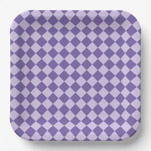 Assiettes En Carton Motif de diamants de Checker Violet (Recto)
