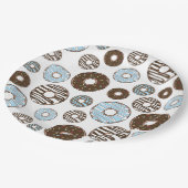 Assiettes En Carton Motif De Donuts, Donuts Bleus, Donuts Brown (Angle)