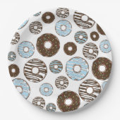 Assiettes En Carton Motif De Donuts, Donuts Bleus, Donuts Brown (Devant)