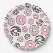 Assiettes En Carton Motif De Donuts, Donuts Roses, Donuts Blancs (Devant)