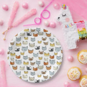 Assiettes En Carton Motif de Doodle visage de chat (Fête)