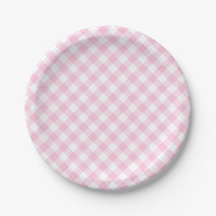 Assiettes En Carton Motif de En vichy de plaid rose