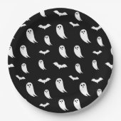 Assiettes En Carton Motif de fantôme et chauves-souris d'Halloween noi (Devant)