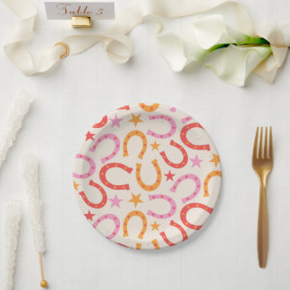 Assiettes En Carton Motif de fers à cheval rétro avec des étoiles en r