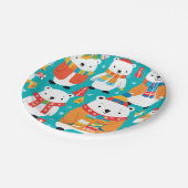 Assiettes En Carton Motif de fête des animaux d'hiver de Noël (Angle)