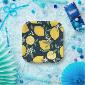 Assiettes En Carton Motif de feuille jaune citron (Fête)