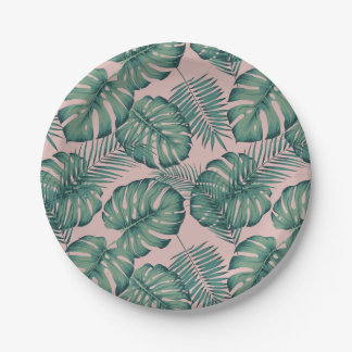 Assiettes En Carton Motif de feuille tropicale