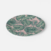 Assiettes En Carton Motif de feuille tropicale (Angle)
